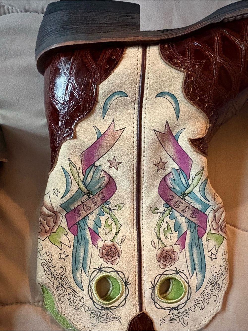 Ariat Brown and Cream Women's Heeled Cowboy Boots - Picture 5 of 12